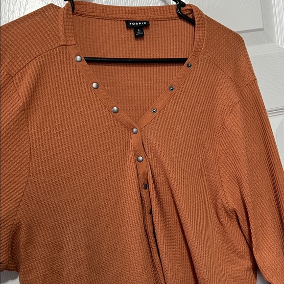 Torrid Orange Waffle Knit Long Sleeve - Picture 5 of 9